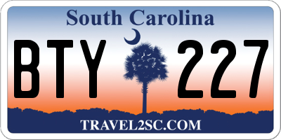 SC license plate BTY227