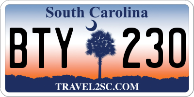 SC license plate BTY230