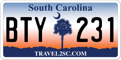 SC license plate BTY231