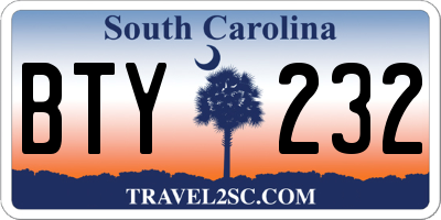 SC license plate BTY232