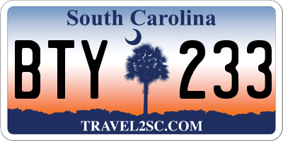 SC license plate BTY233