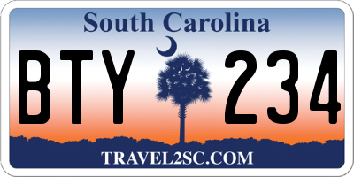 SC license plate BTY234
