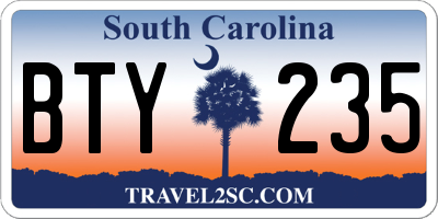 SC license plate BTY235