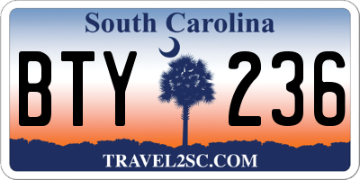 SC license plate BTY236