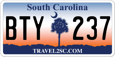 SC license plate BTY237
