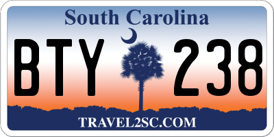 SC license plate BTY238