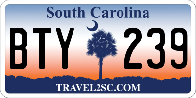 SC license plate BTY239
