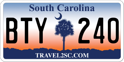 SC license plate BTY240