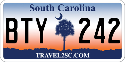SC license plate BTY242
