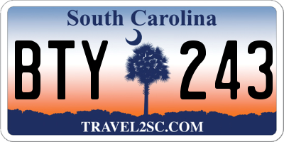 SC license plate BTY243