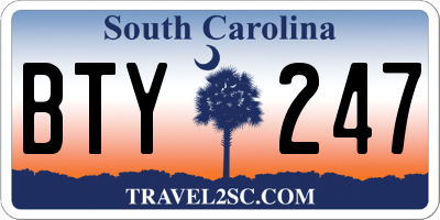 SC license plate BTY247