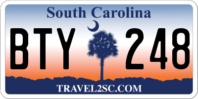 SC license plate BTY248