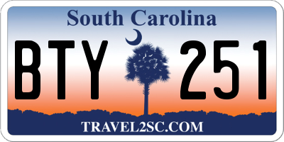 SC license plate BTY251