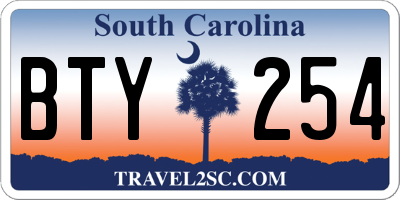 SC license plate BTY254