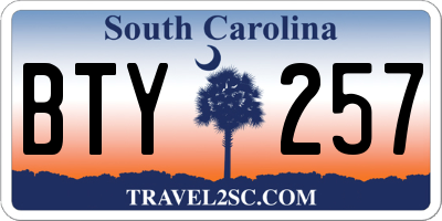 SC license plate BTY257