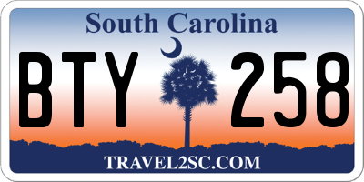 SC license plate BTY258