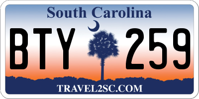 SC license plate BTY259