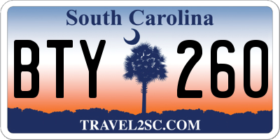 SC license plate BTY260