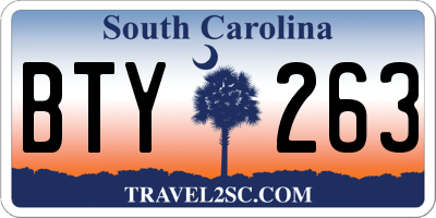 SC license plate BTY263