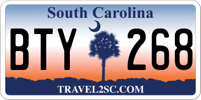 SC license plate BTY268