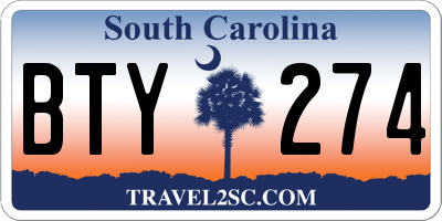 SC license plate BTY274