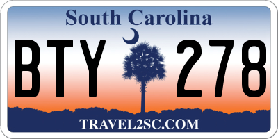 SC license plate BTY278