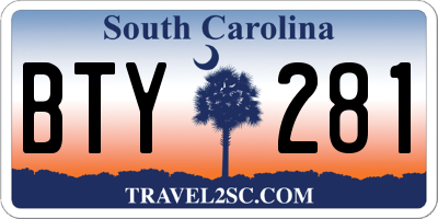 SC license plate BTY281