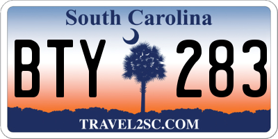 SC license plate BTY283