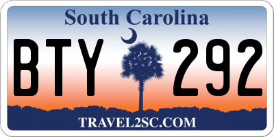 SC license plate BTY292