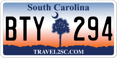 SC license plate BTY294