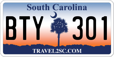 SC license plate BTY301