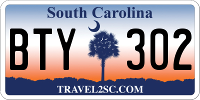 SC license plate BTY302