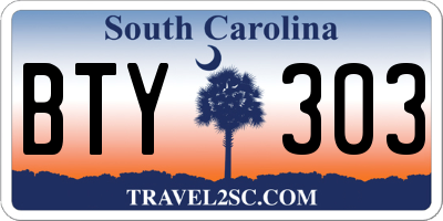 SC license plate BTY303
