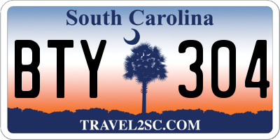 SC license plate BTY304