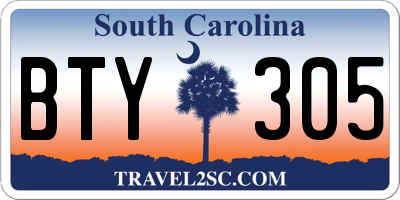 SC license plate BTY305