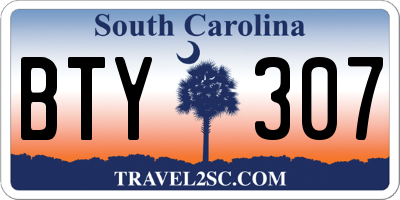 SC license plate BTY307