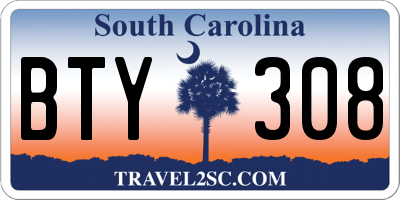 SC license plate BTY308