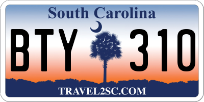 SC license plate BTY310