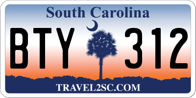 SC license plate BTY312