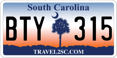 SC license plate BTY315