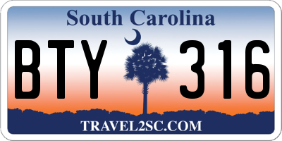SC license plate BTY316