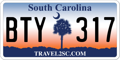 SC license plate BTY317