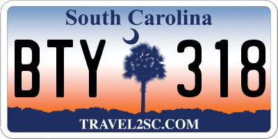 SC license plate BTY318