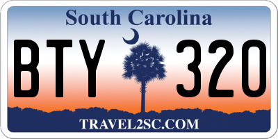 SC license plate BTY320