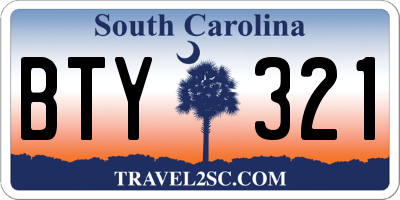 SC license plate BTY321