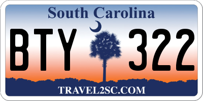 SC license plate BTY322