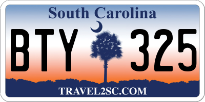SC license plate BTY325