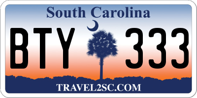 SC license plate BTY333