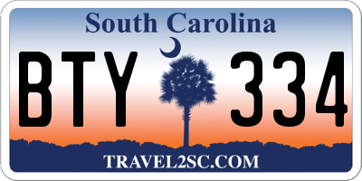 SC license plate BTY334