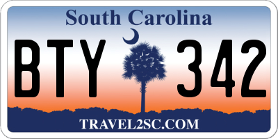 SC license plate BTY342